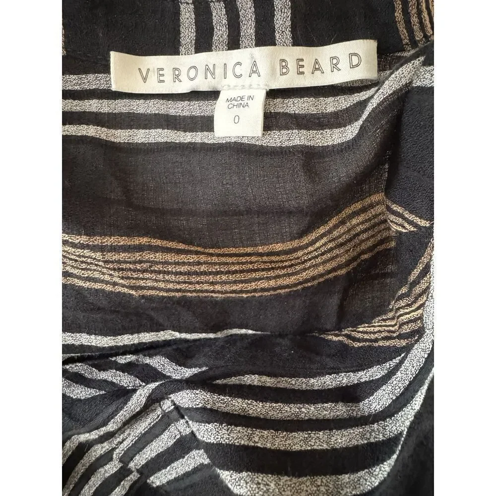 Revolve VERONICA BEARD Emory Ruched Cargo Shirt Dress Striped Black Multi Size 0